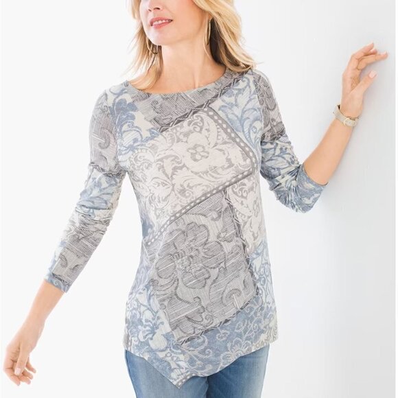 Chico's Textural Floral Top - sz Large (2) - Picture 1 of 6